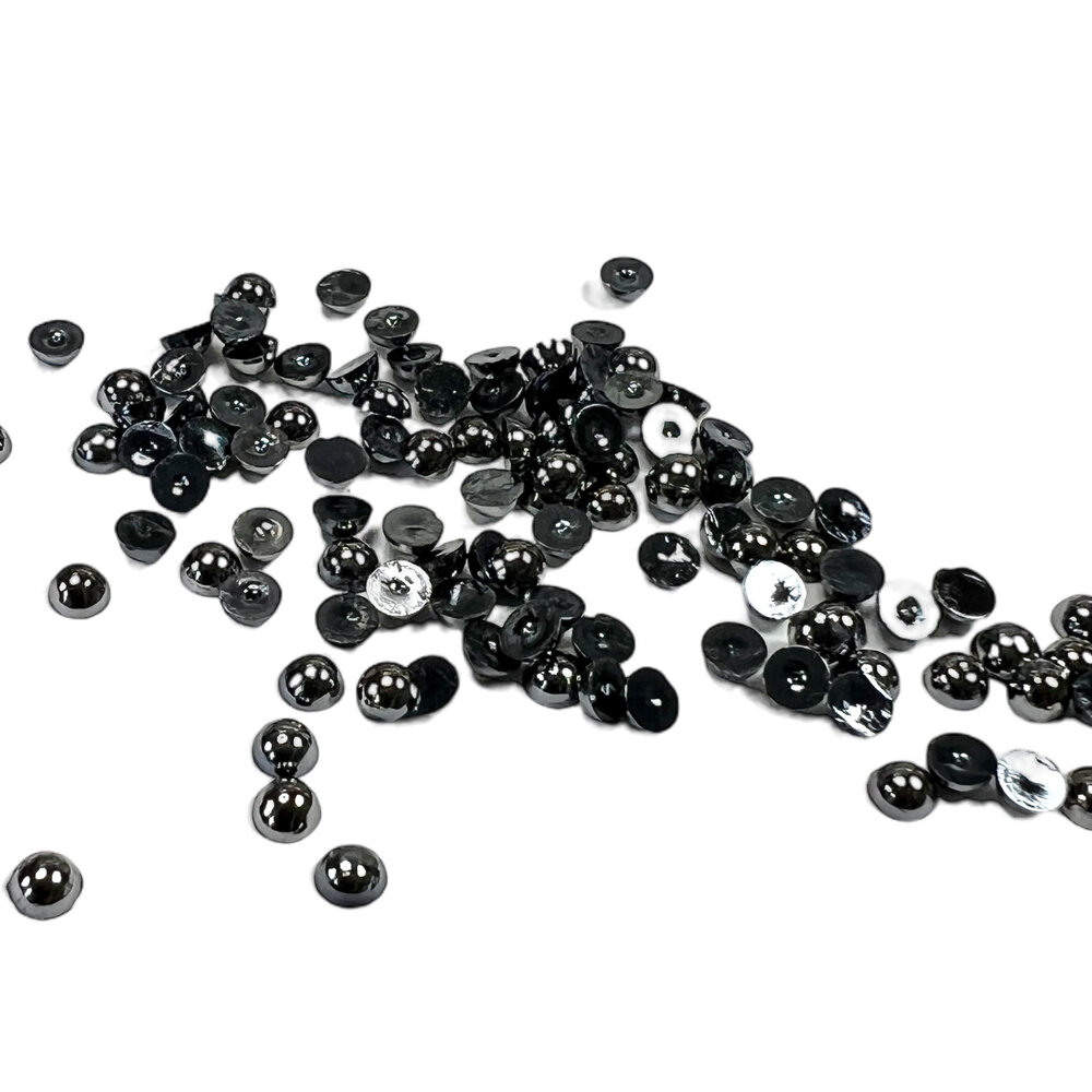 Simple and Basic Half Pearl Polished Antique Silver 4mm (SBA564) (DISCONTINUED)