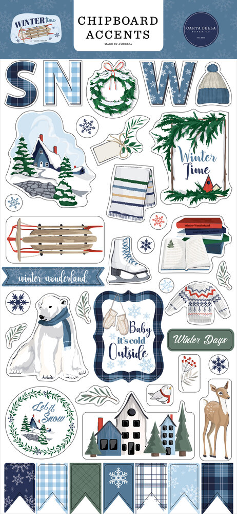 Carta Bella Wintertime Chipboard Accents (CBWT334021) (OUTLET)
