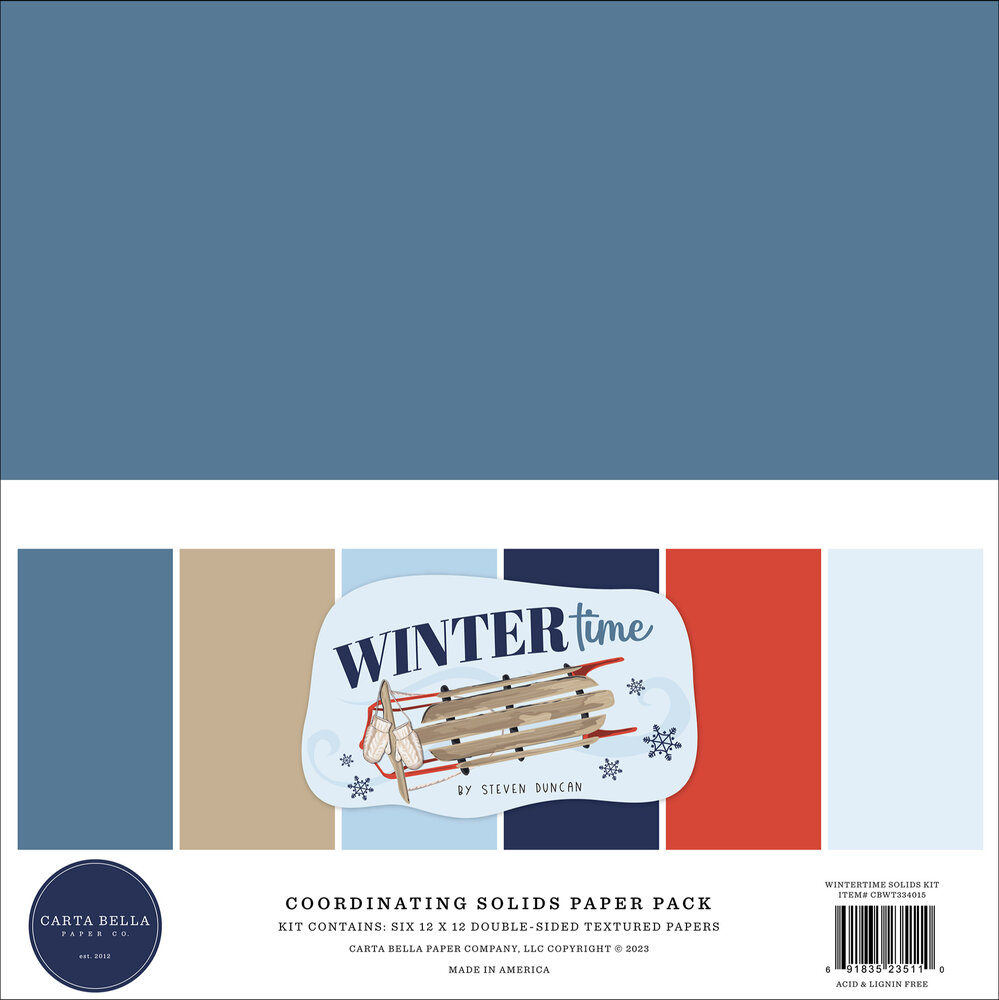 Carta Bella Wintertime 12x12 Inch Coordinating Solids Paper Pack (CBWT334015) (OUTLET) Carta Bella Wintertime 12x12 Inch Coordinating Solids Paper Pack (CBWT334015) (OUTLET)