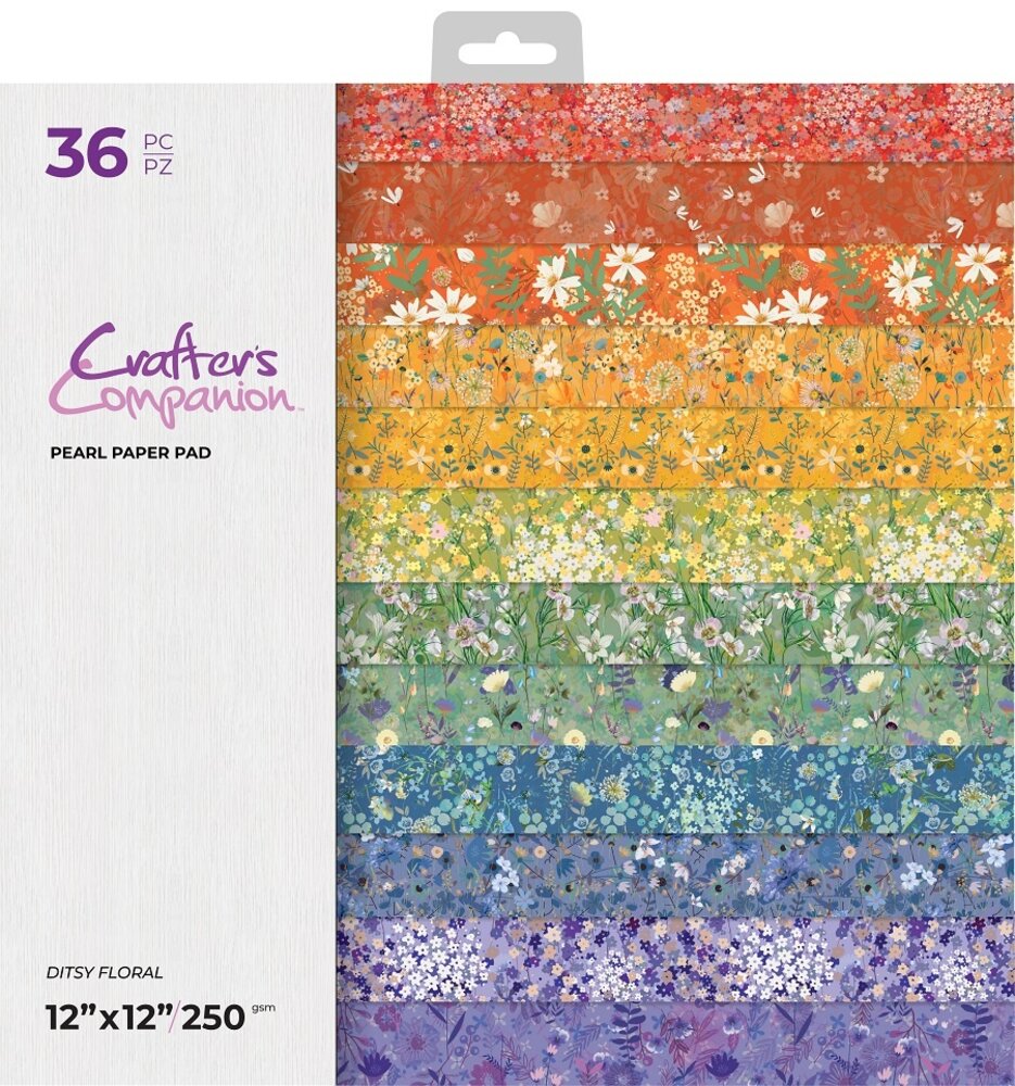 Crafter's Companion Ditsy Floral 12x12 Inch Pearl Paper Pad (CC-PAD12-DIFL) (DISCONTINUED)