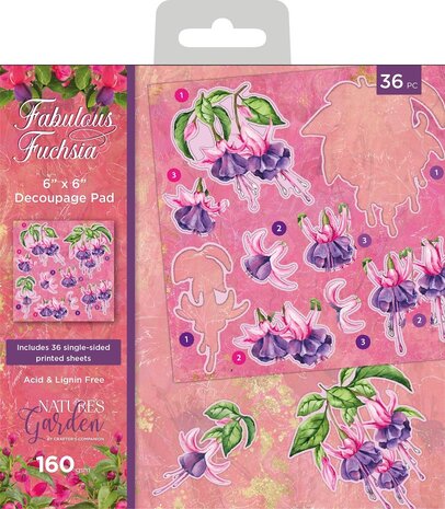 Crafter's Companion Fabulous Fuchsia 6x6 Inch Decoupage Pad (NGA-FF-DPAD6) (OUTLET)