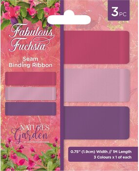 Crafter's Companion Fabulous Fuchsia Seam Binding Ribbon (3pcs) (NGA-FF-SRIB) (OUTLET)