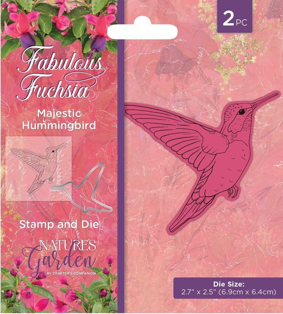 Crafter's Companion Fabulous Fuchsia Stamp & Die Majestic Hummingbird (NGA-FF-STD-MHUM) (OUTLET)