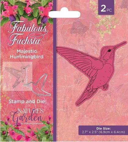 Crafter's Companion Fabulous Fuchsia Stamp & Die Majestic Hummingbird (NGA-FF-STD-MHUM) (OUTLET)