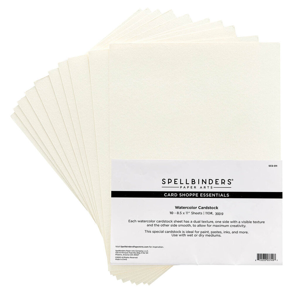 Spellbinders Watercolor Cardstock 8.5x11 Inch (10pcs) (SCS-311) (DISCONTINUED) Spellbinders Watercolor Cardstock 8.5x11 Inch (10pcs) (SCS-311) (DISCONTINUED)
