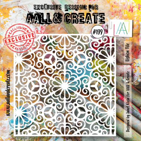 Aall and Create Stencil 6x6 Inch Lisbon Tile (AALL-PC-199) (DISCONTINUED)