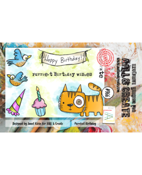 Aall and Create Stamp Set A7 Purrfect Birthday (AALL-TP-966) (DISCONTINUED)