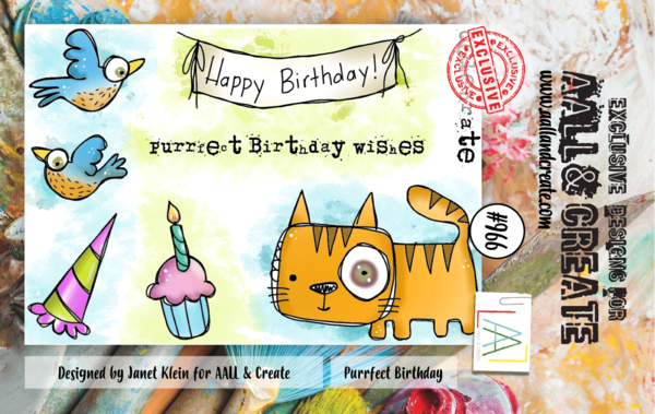 Aall and Create Stamp Set A7 Purrfect Birthday (AALL-TP-966) (DISCONTINUED)