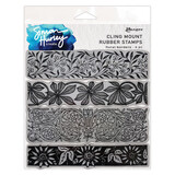 Ranger Simon Hurley create. Cling Mount Rubber Stamps Floral Borders (HUR84839) (DISCONTINUED)