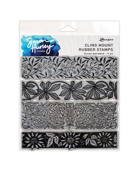 Ranger Simon Hurley create. Cling Mount Rubber Stamps Floral Borders (HUR84839) (DISCONTINUED)