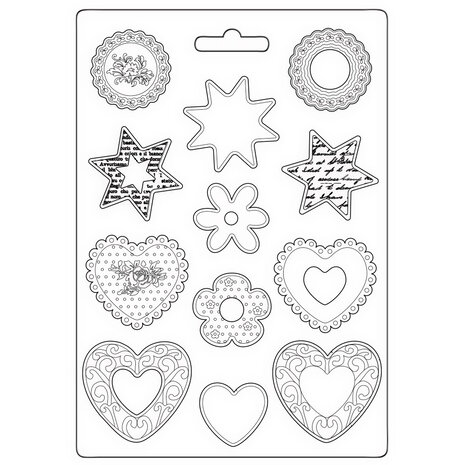 Stamperia Blue Land Soft Mould A4 Starts and Hearts (K3PTA4563) (DISCONTINUED) Stamperia Blue Land Soft Mould A4 Starts and Hearts (K3PTA4563) (DISCONTINUED)