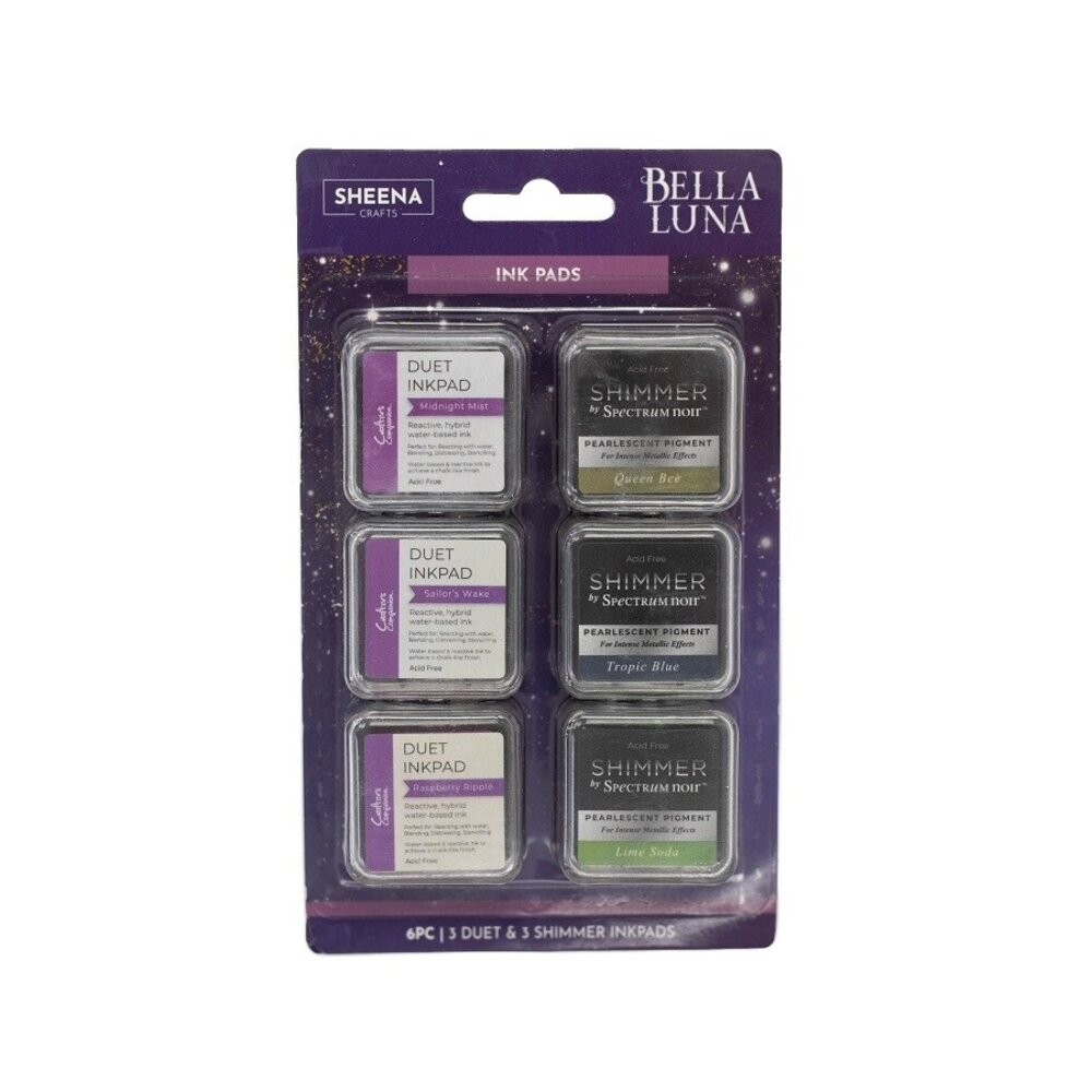 Crafter's Companion Bella Luna Inkpad Set Duet & Shimmer (6pcs) (SD-BL-INKSET) (OUTLET)