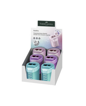 Faber Castell RollOn Sparkle Sharpener Double Hole Pink/Violet/Ocean Metallic (6pcs) (FC-183900) (DISCONTINUED)