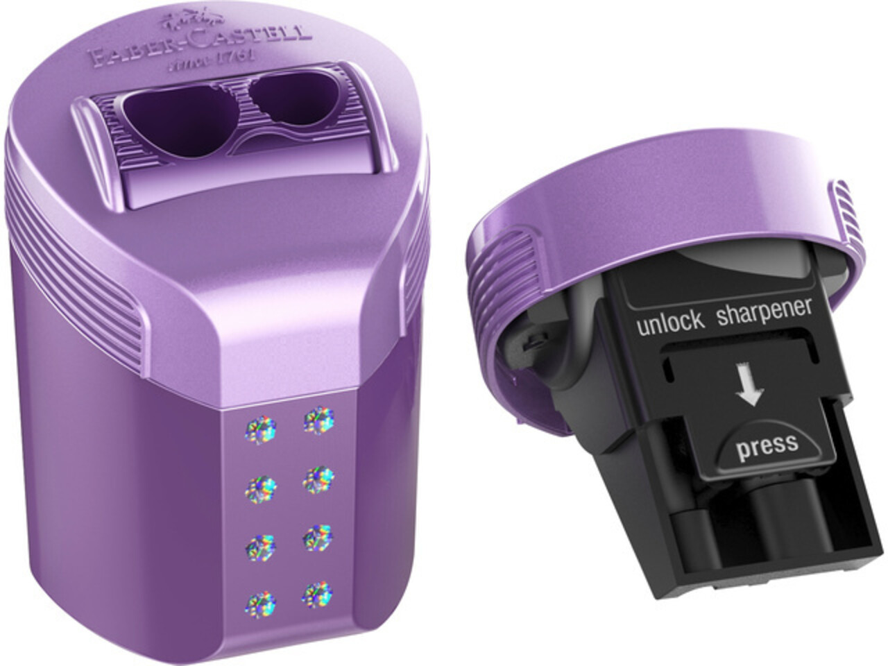 Faber Castell RollOn Sparkle Sharpener Double Hole Pink/Violet/Ocean Metallic (6pcs) (FC-183900) (DISCONTINUED) Faber Castell RollOn Sparkle Sharpener Double Hole Pink/Violet/Ocean Metallic (6pcs) (FC-183900) (DISCONTINUED)