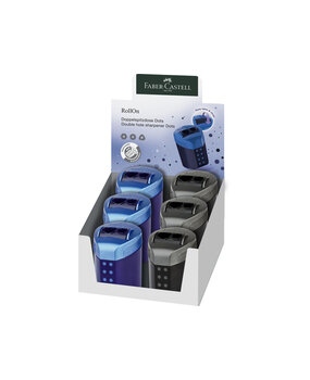 Faber Castell RollOn Sparkle Sharpener Double Hole Midnight Black/Deep Blue (6pcs) (FC-183910) (DISCONTINUED)