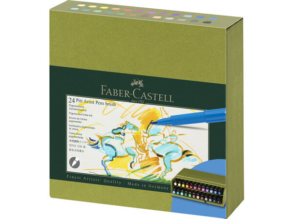 Faber Castell Pitt Artist Pen Brush Pigmented India Ink Studiobox (24pcs) (FC-167191)