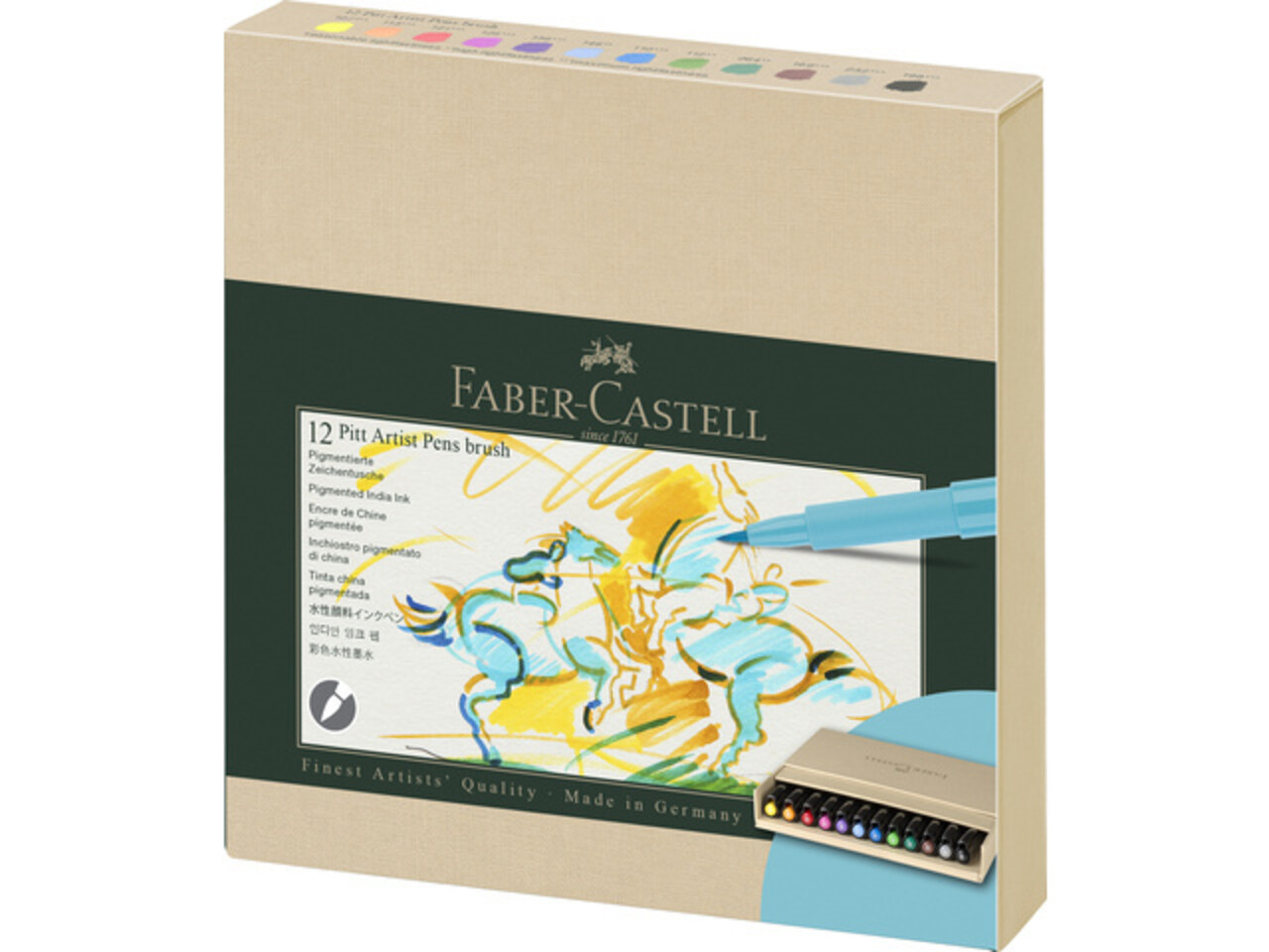 Faber Castell Pitt Artist Pen Brush Pigmented India Ink Studiobox (12pcs) (FC-167190) Faber Castell Pitt Artist Pen Brush Pigmented India Ink Studiobox (12pcs) (FC-167190)