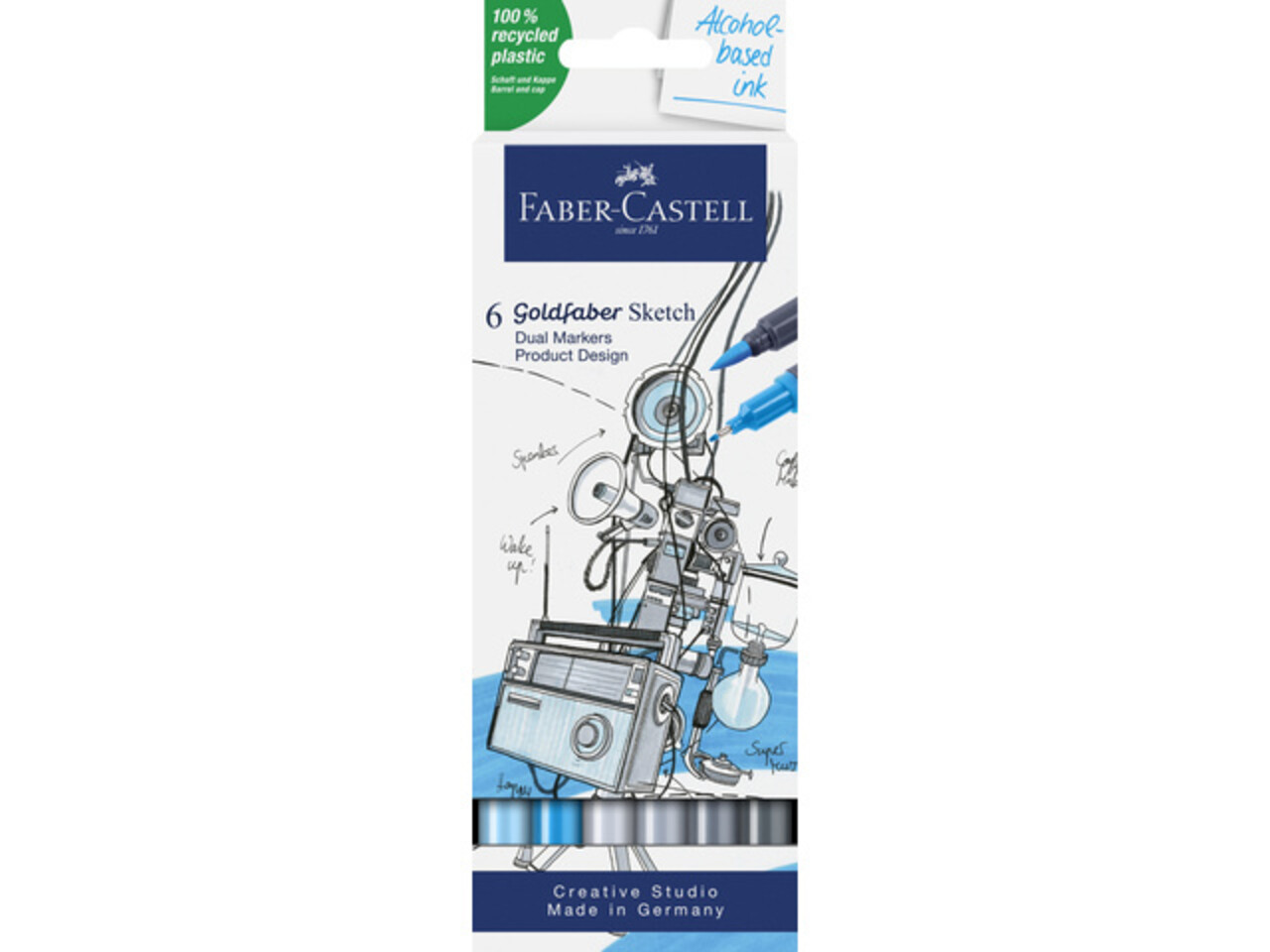 Faber Castell Goldfaber Sketch Dual Markers Alcohol-based Product Design (6pcs) (FC-164806) Faber Castell Goldfaber Sketch Dual Markers Alcohol-based Product Design (6pcs) (FC-164806)