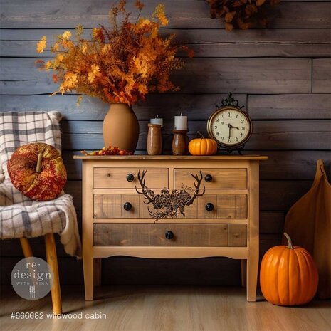 Re-Design with Prima Wildwood Cabin 9x12 Inch Decor Stencils (1pcs) (666682) (DISCONTINUED)