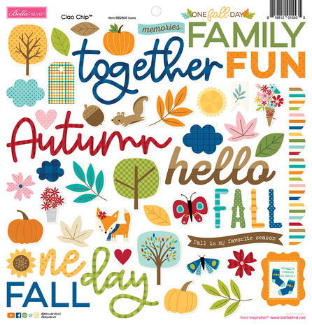 Bella BLVD One Fall Day Ciao Chipboard Icons (BB2805) (DISCONTINUED)