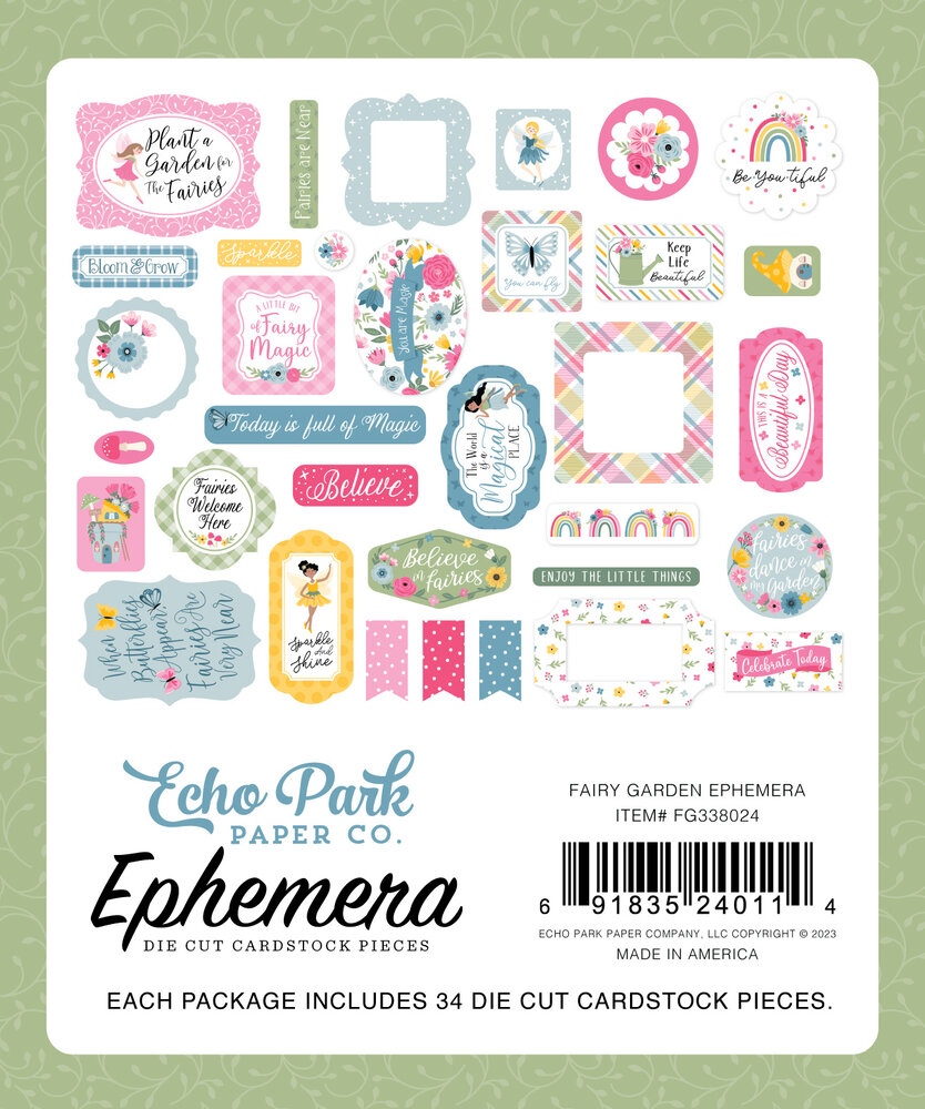 Echo Park Fairy Garden Ephemera (FG338024) (DISCONTINUED) Echo Park Fairy Garden Ephemera (FG338024) (DISCONTINUED)