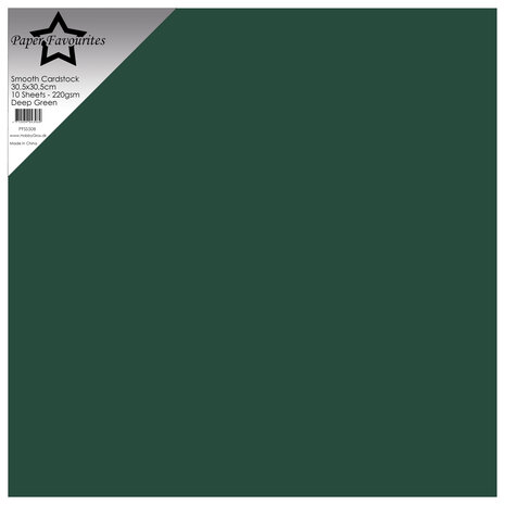 Paper Favourites Deep Green 12x12 Inch Smooth Cardstock 220gsm (10pcs) (PFSS508)