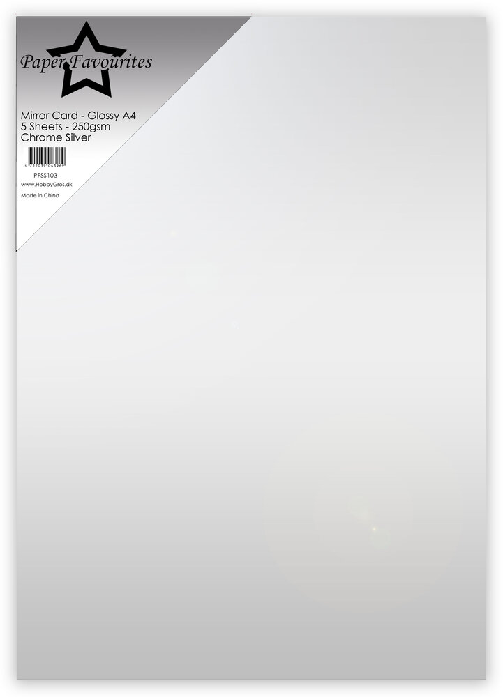 Paper Favourites Chrome Silver A4 Mirror Card Glossy 250gsm (5pcs) (PFSS103)