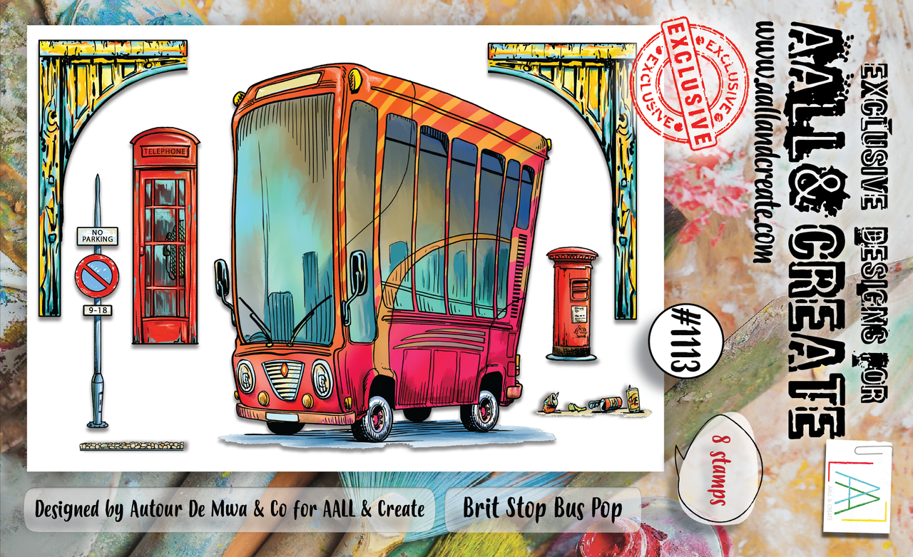 Aall and Create Stamp Set A7 Brit Stop Bus Pop (AALL-TP-1113) (DISCONTINUED)
