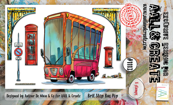 Aall and Create Stamp Set A7 Brit Stop Bus Pop (AALL-TP-1113) (DISCONTINUED)