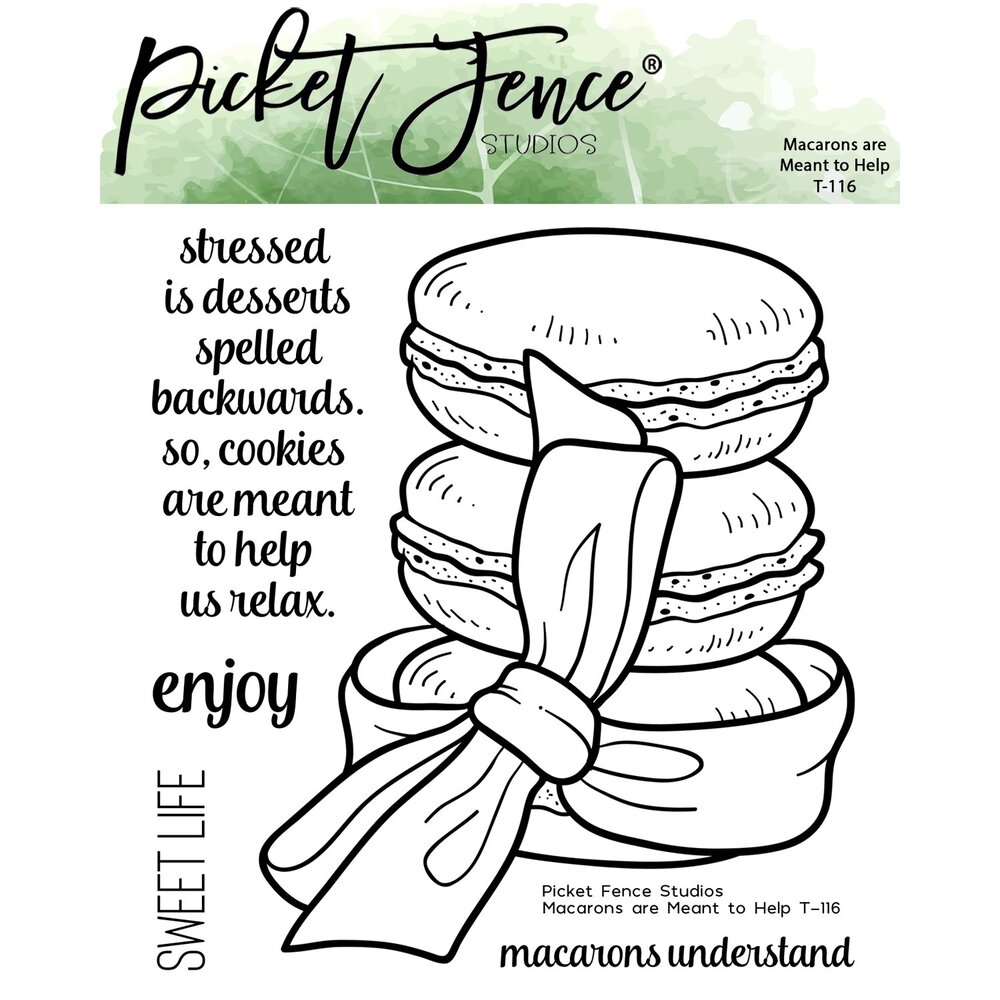 Picket Fence Studios Macarons are Meant to Help 4x4 Inch Clear Stamps (T-116) (OUTLET) Picket Fence Studios Macarons are Meant to Help 4x4 Inch Clear Stamps (T-116) (OUTLET)