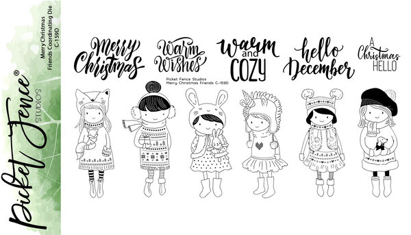 Picket Fence Studios Merry Christmas Friends 4x8 Inch Clear Stamps (C-159) (OUTLET) Picket Fence Studios Merry Christmas Friends 4x8 Inch Clear Stamps (C-159) (OUTLET)