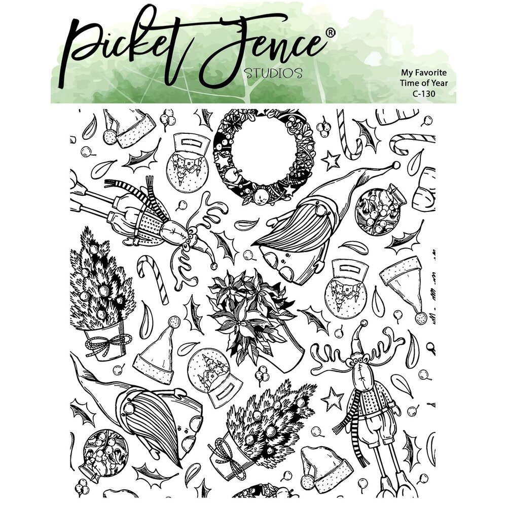 Picket Fence Studios My Favorite Time of Year 4x4 Inch Clear Stamps (C-130) (OUTLET)