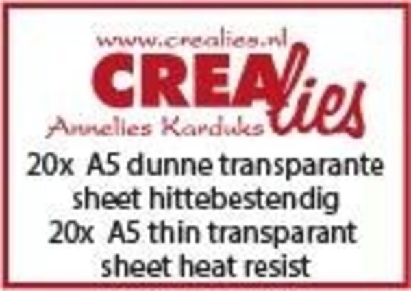 Crealies Basis A5 Hittebestendige Dunne Transparante Vel (20pcs) (CLBSTR02)