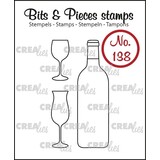 Crealies Bits & Pieces Stamps No. 138 Bottle of Wine and Glasses (CLBP138)