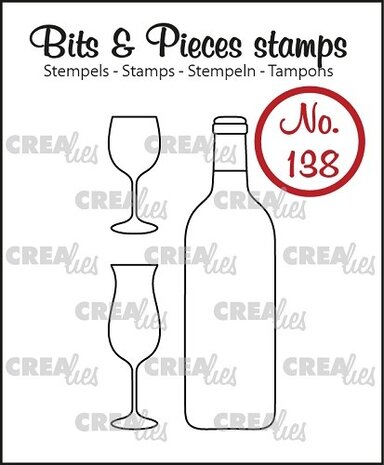 Crealies Bits & Pieces Stempels No. 138 Wijnfles En Glazen (CLBP138)