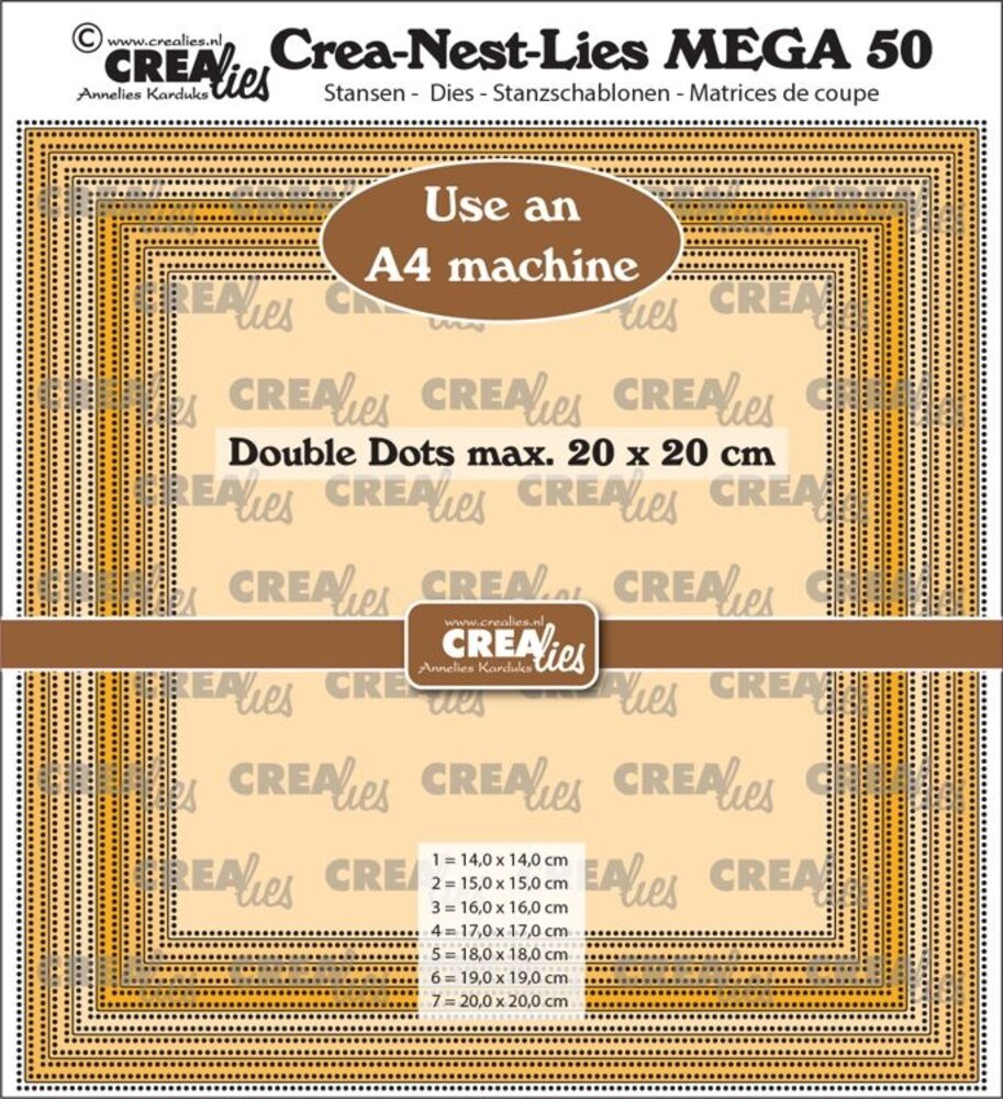 Crealies Crea-Nest-Lies Mega Dies No. 50 Squares with Double Dots, Full cm (CLNestMega50) Crealies Crea-Nest-Lies Mega Dies No. 50 Squares with Double Dots, Full cm (CLNestMega50)