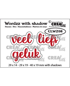 Crealies Wordzz With Shadow Dies Dutch No. 8 Veel Liefs/Geluk (CLWZ08)