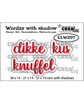 Crealies Wordzz With Shadow Stansen Dutch No. 7 Dikke Kus/Knuffel (CLWZ07)