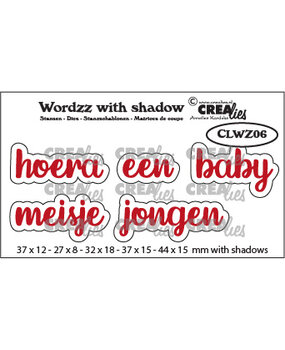 Crealies Wordzz With Shadow Stansen Dutch No. 6 Hoera Een Baby/Meisje/Jongen (CLWZ06)
