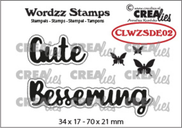 Crealies Wordzz Stamps German No. 2 Gute Besserung (CLWZSDE02)