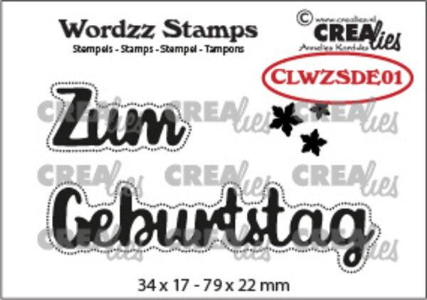 Crealies Wordzz Stempels German No. 1 Zum Geburtstag (CLWZSDE01)