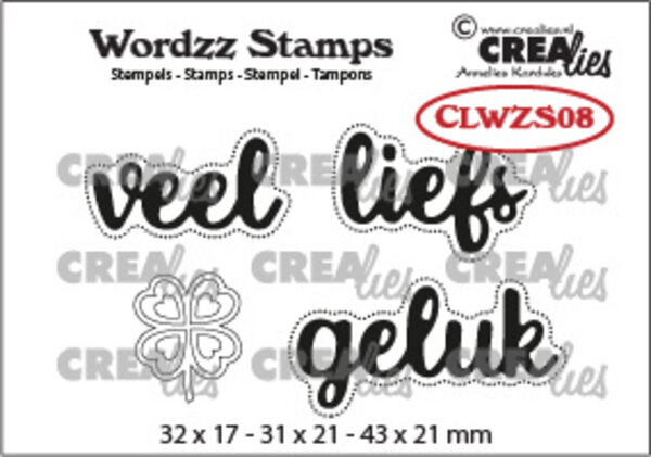 Crealies Wordzz Stamps Dutch No. 8 Veel Liefs/Geluk (CLWZS08) Crealies Wordzz Stamps Dutch No. 8 Veel Liefs/Geluk (CLWZS08)