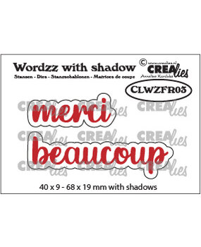 Crealies Wordzz With Shadow Stansen French No. 3 Merci Beaucoup (CLWZFR03)