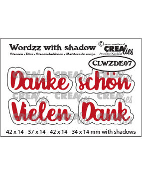 Crealies Wordzz With Shadow Dies German No. 7 Danke Schön / Vielen Dank (CLWZDE07)