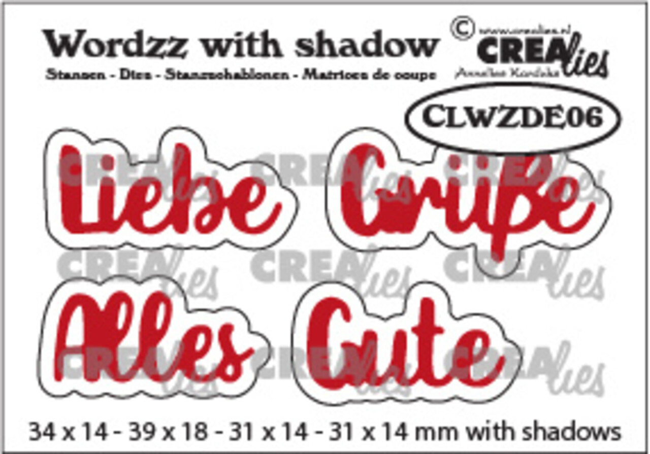 Crealies Wordzz With Shadow Stansen German No. 6 Liebe Grüsse / Alles Gute (CLWZDE06) Crealies Wordzz With Shadow Stansen German No. 6 Liebe Grüsse / Alles Gute (CLWZDE06)