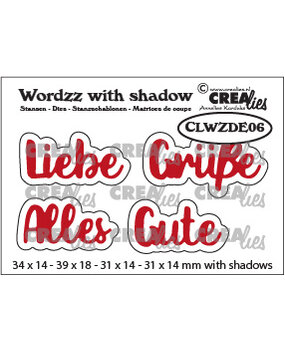Crealies Wordzz With Shadow Dies German No. 6 Liebe Grüsse / Alles Gute (CLWZDE06)