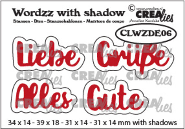 Crealies Wordzz With Shadow Stansen German No. 6 Liebe Grüsse / Alles Gute (CLWZDE06) Crealies Wordzz With Shadow Stansen German No. 6 Liebe Grüsse / Alles Gute (CLWZDE06)