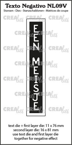 Crealies Texto Negativo Stansen Dutch No. 9V Een Meisje (NL09V) Crealies Texto Negativo Stansen Dutch No. 9V Een Meisje (NL09V)