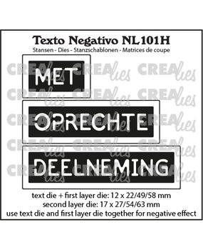 Crealies Texto Negativo Stansen Dutch No. 101H Met Oprechte Deelneming (NL101H)