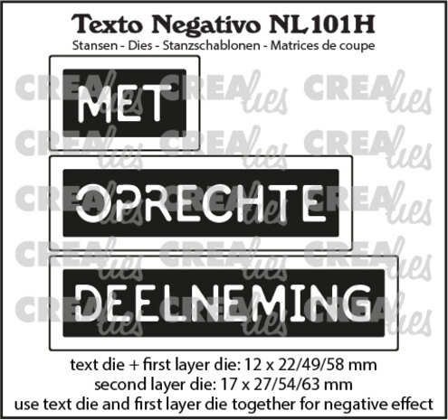 Crealies Texto Negativo Dies Dutch No. 101H Met Oprechte Deelneming (NL101H)